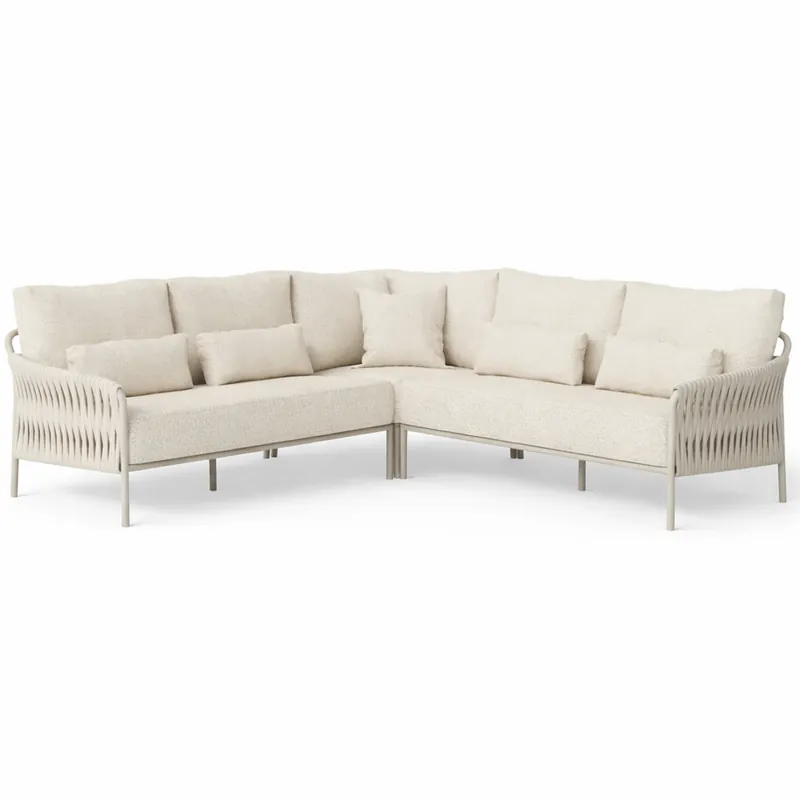 Weekendaanbieding SUNS Fiavè hoek loungeset 3 delig Camel sand Misty rope Beachy bouclé SUNS