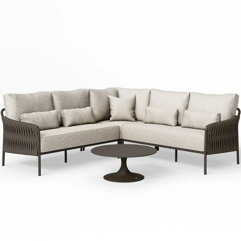 SUNS Fiavè hoek loungeset 4 delig Bronze Clouded rope Pebble desert bouclé SUNS Aanbieding