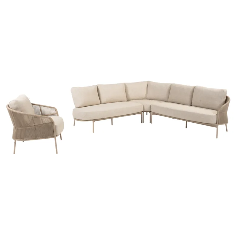 Rechtstreeks Van De Fabrikant 4 Seasons Outdoor Florence hoek loungeset 4 delig latte Taste 4SO