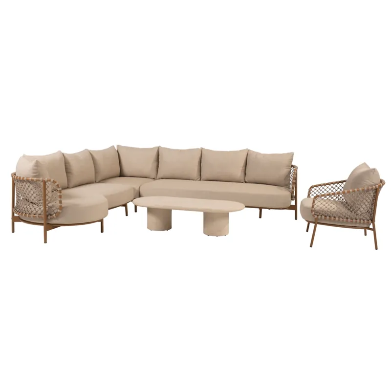 4 Seasons Outdoor Hampton Martinique modulaire hoek loungeset 5 delige Mortex amber 4 Seasons Outdoor Korting