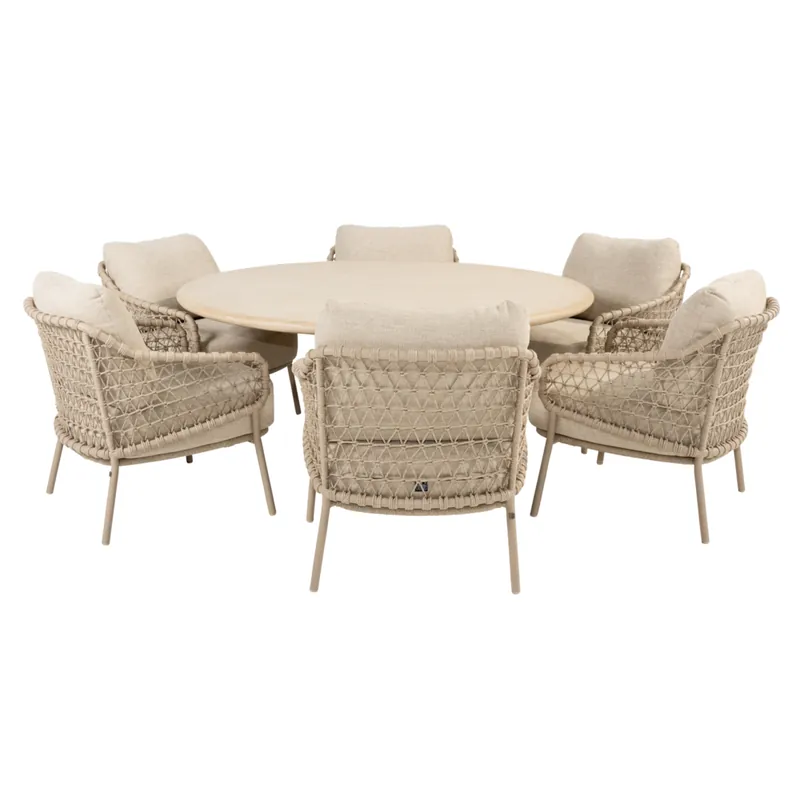 4 Seasons Outdoor Hampton Sardinia low dining tuinset 160xH69 cm mortex latte 4 Seasons Outdoor Dagaanbieding