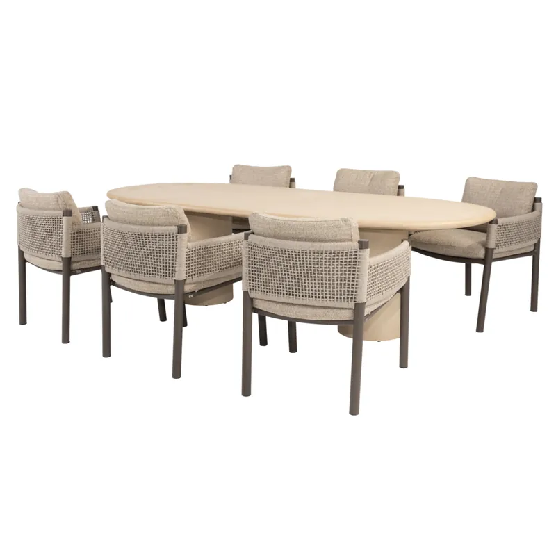 4 Seasons Outdoor Hampton Savanne dining tuinset 240x105xH75 cm 7 delig mortex terre 4 Seasons Outdoor Merkproduct