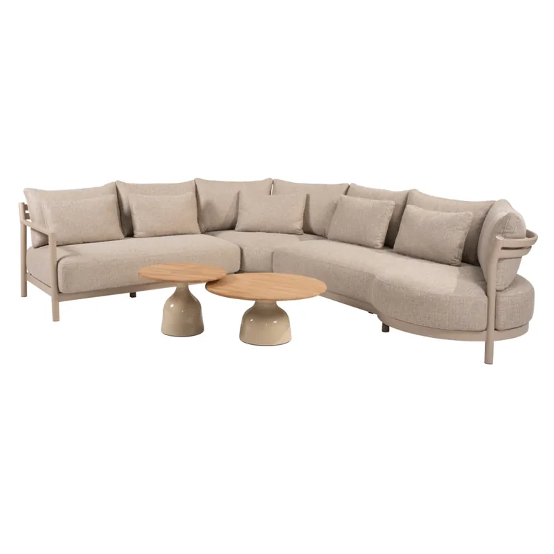 Seizoensaanbieding 4 Seasons Outdoor June Mykonos modulaire hoek loungeset 5 delig teak latte 4 Seasons Outdoor