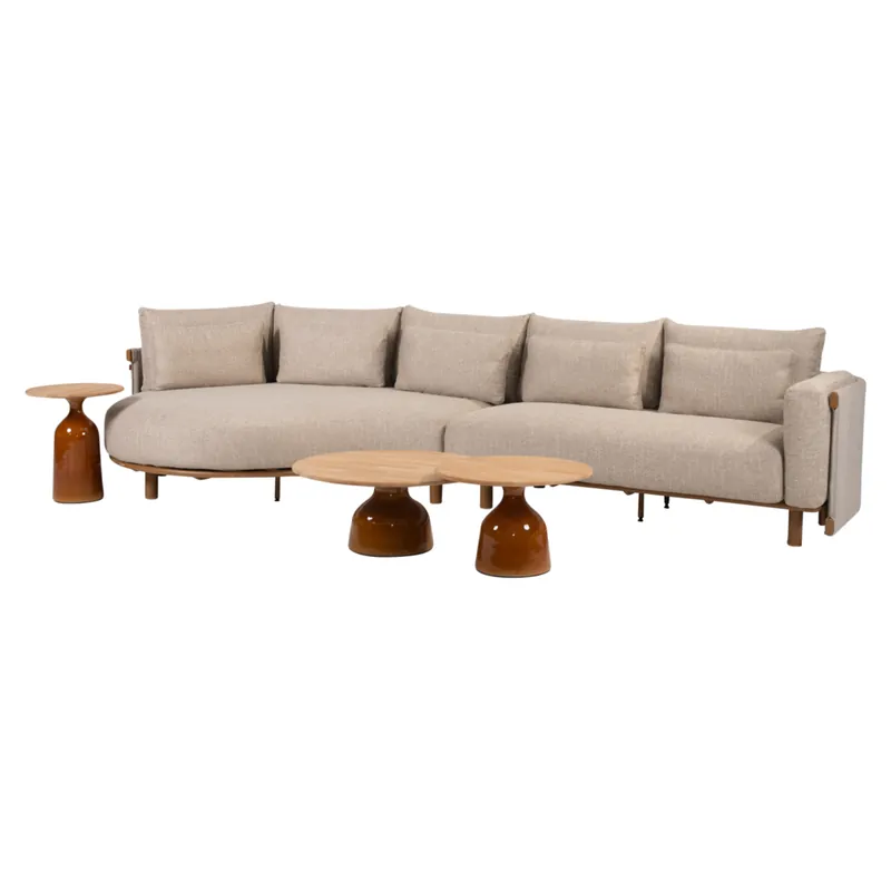 4 Seasons Outdoor June Safina modulaire chaise longue loungeset 5 delig teak amber 4 Seasons Outdoor Seizoensaanbieding