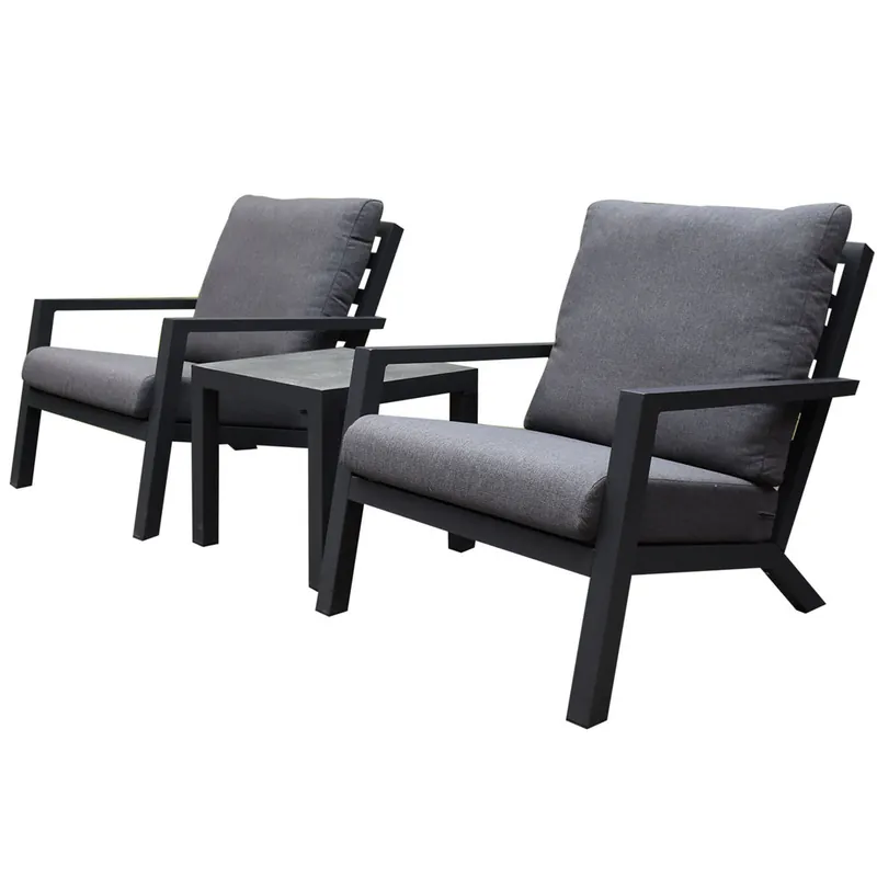 AVH-Collectie Malaga lounge balkonset 3 delig antraciet aluminium Lage Kosten
