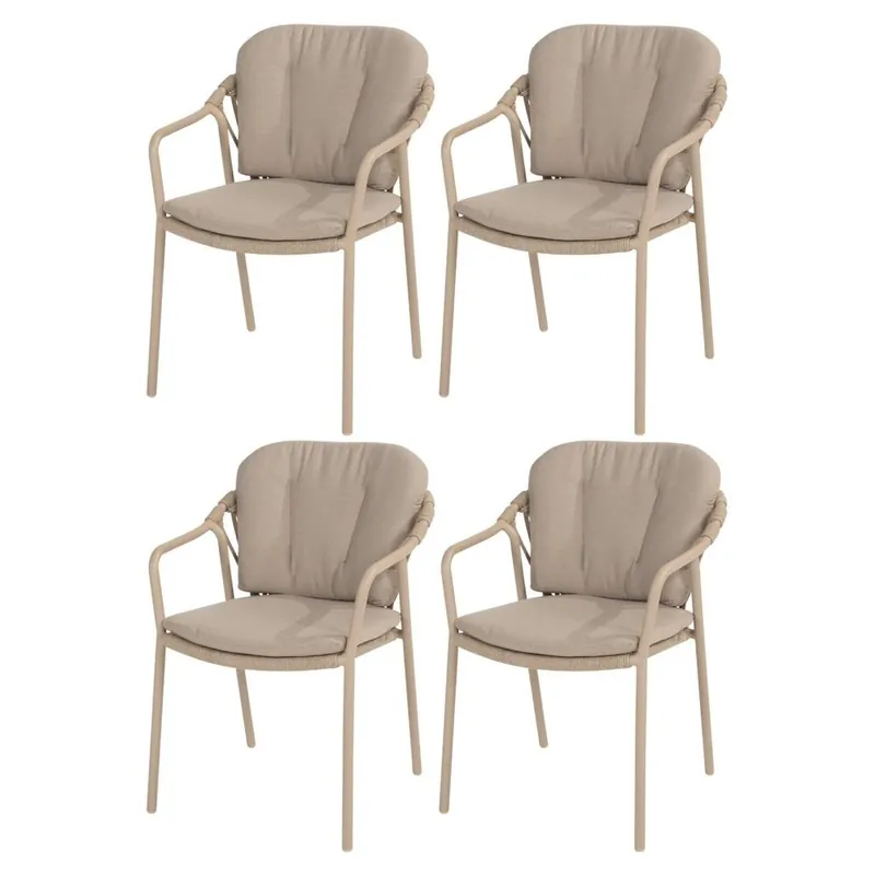 4 Seasons Outdoor Manitoba stapelbare tuinstoel latte Taste 4SO set van 4 Rechtstreeks Van De Fabrikant