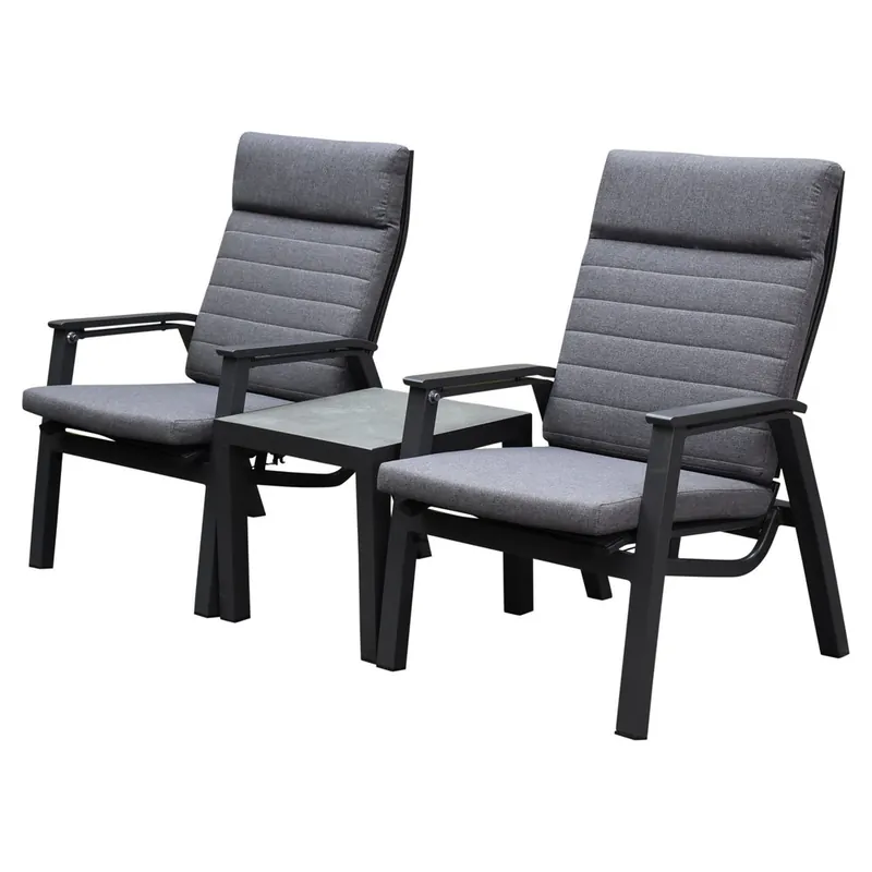 Seizoensaanbieding AVH-Collectie Monaco lounge balkonset 3 delig verstelbaar antraciet