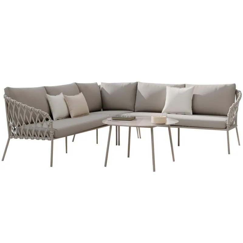 Actieprijs AVH-Collectie Monte Rosa hoek loungeset 3 delig aluminium bruin rope