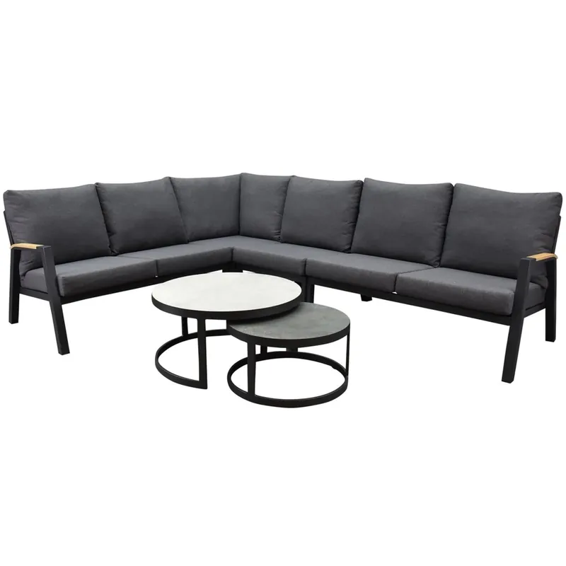 Populair AVH-Collectie Montenegro hoek loungeset 6-delig antraciet aluminium