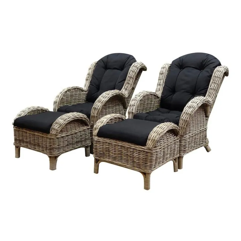 Must-Have AVH-Collectie Naturel lounge balkonset 4-delig naturel rotan zwart