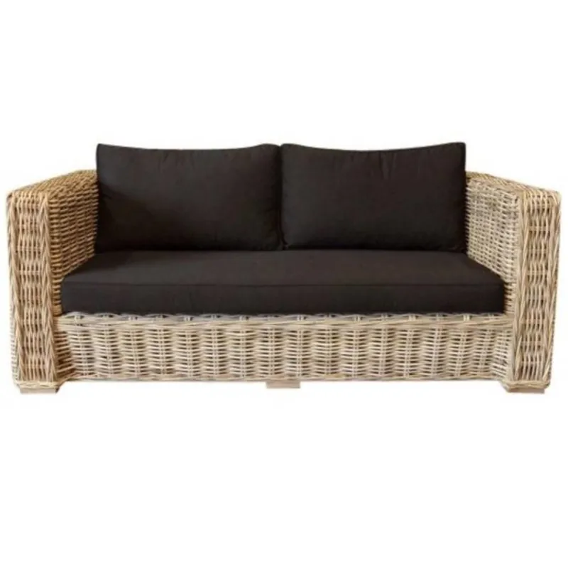 Voordeelprijs AVH-Collectie Nissah 2,5-zitsbank naturel rotan - olefin black - urecel foam