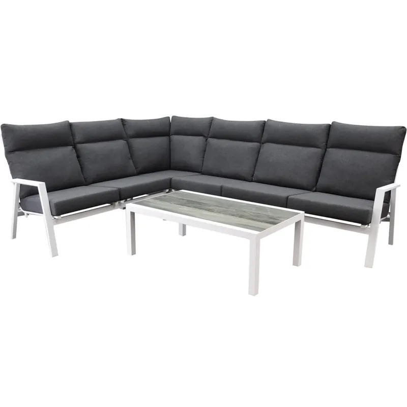 Aanbieding AVH-Collectie Pacific hoek loungeset 5 delig aluminium wit