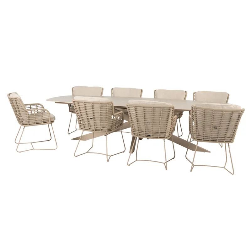 4 Seasons Outdoor Prado Fabrice dining tuinset 300x110xH75 cm 9 delig keramiek latte 4 Seasons Outdoor Flitsaanbieding