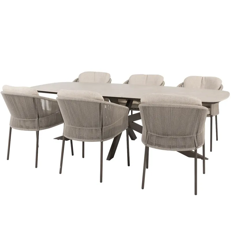 4 Seasons Outdoor Prado Florence dining tuinset 240x105xH75 cm 7 delig terre keramisch deens ovaal Taste 4SO Koop Online