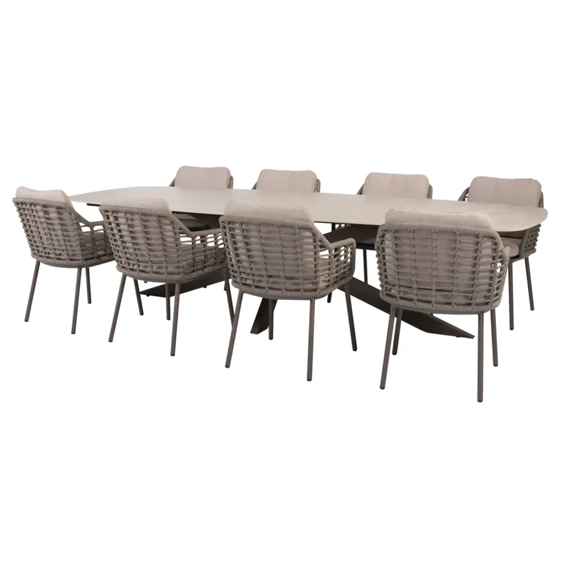 Gecertificeerd 4 Seasons Outdoor Prado Puglia dining tuinset 300x110xH75 cm 9 delig keramiek terre Taste 4SO