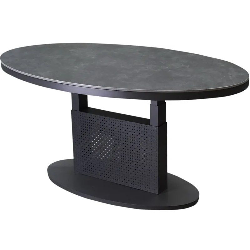 AVH-Collectie Primitivo lounge diningtafel ovaal 150x90xH51-72cm in hoogte verstelbaar aluminium antraciet Superprijs