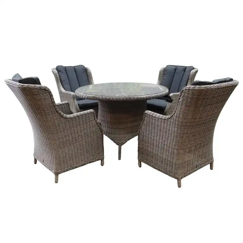 AVH-Collectie Riccione Darwin dining tuinset 110 cm rond 5-delig grijs Meest Verkocht