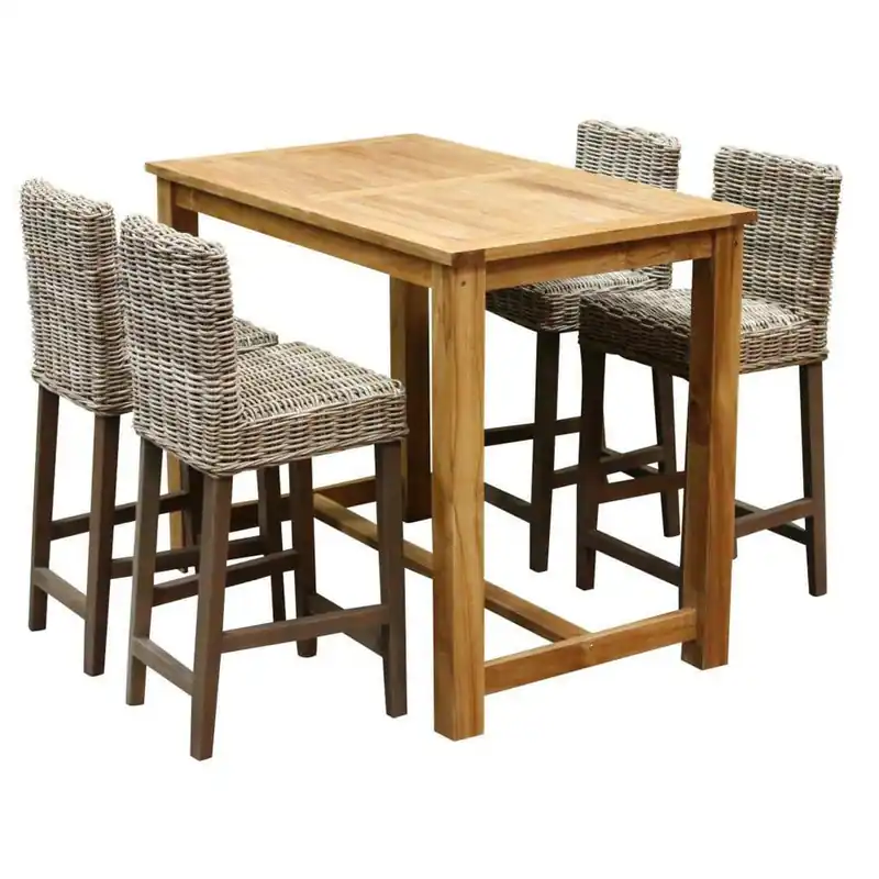 AVH-Collectie Rita barset 135x80xH105 cm 5-delig teak Weekendaanbieding