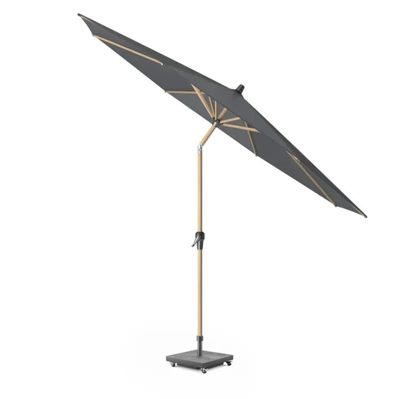 Direct Verzonden Platinum Riva parasol 300 cm rond teak antraciet met kniksysteem