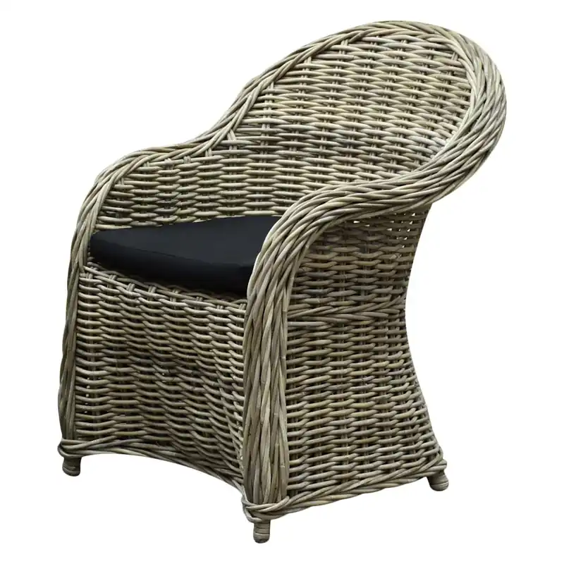 AVH-Collectie Roma dining tuinstoel naturel rotan - olefin black Flitsaanbieding