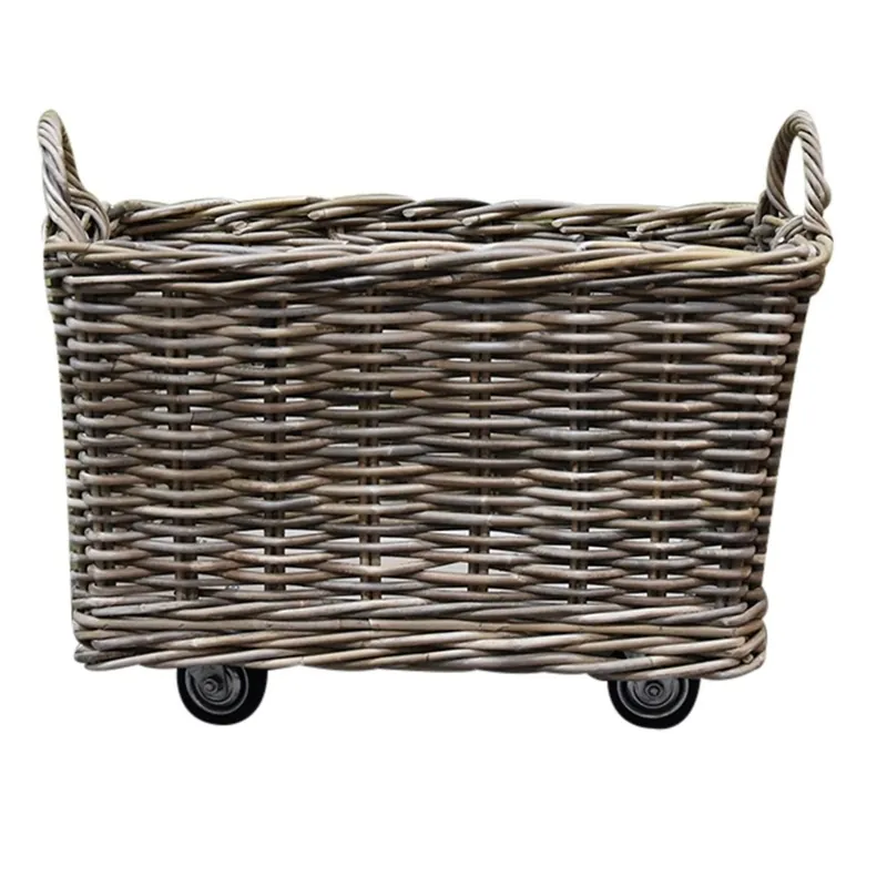 Hoge Kwaliteit AVH-Collectie Micky rotan mand 60x45xH40 cm rechthoekig met handvatten en wielen