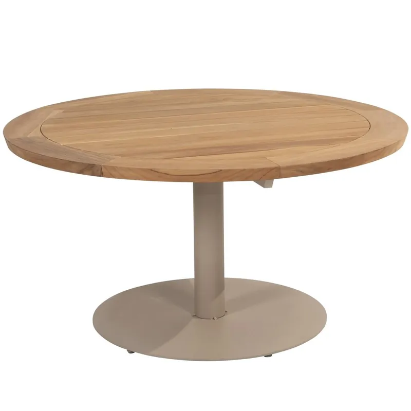 Tijdelijk Beschikbaar Taste 4SO Saba low dining teak tafel 130 Ø cm met latte onderstel Taste 4SO