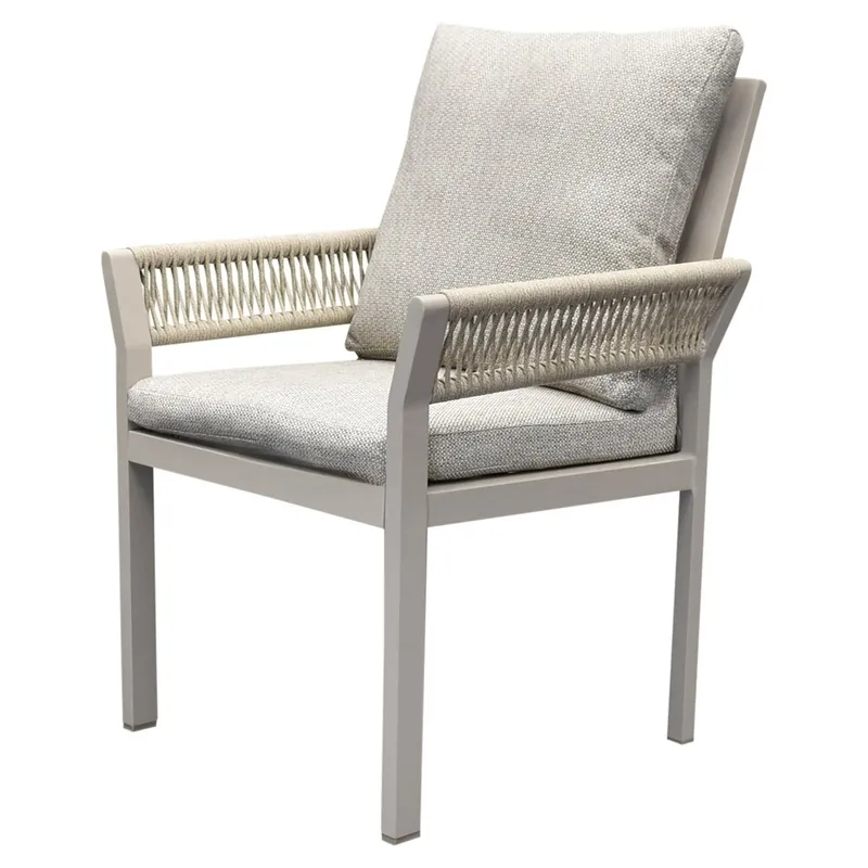 AVH-Collectie Saigon dining tuinstoel aluminium latte soft grey kussens Gecertificeerd