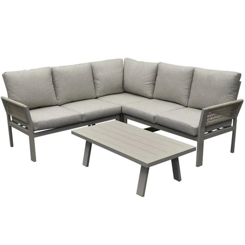 Voordeelprijs AVH-Collectie Saigon hoek loungeset 4 delig latte zand aluminium