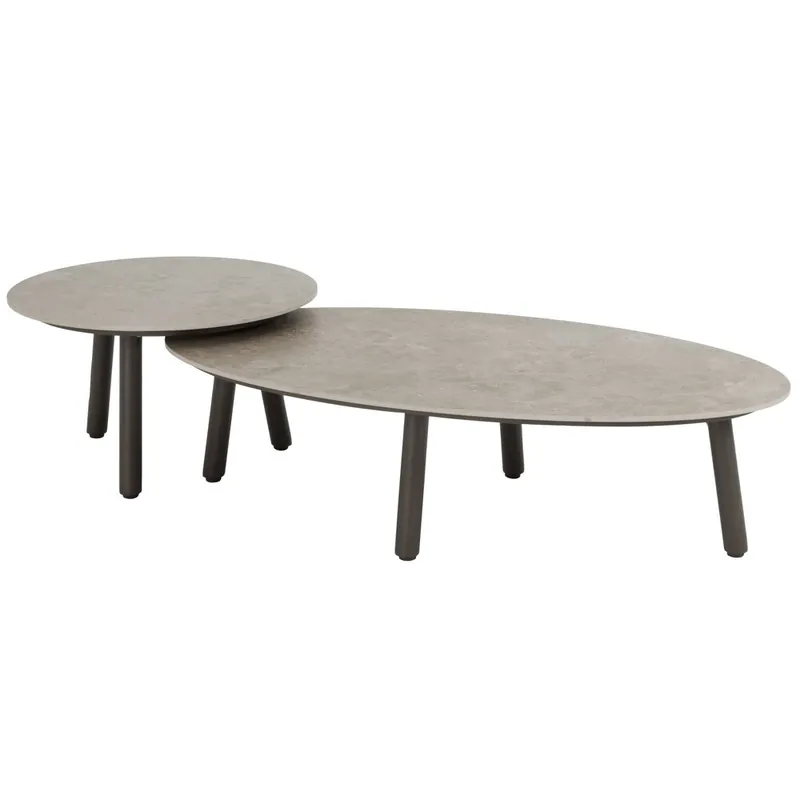 4 Seasons Outdoor Salute lounge tuintafels set van 2 terre keramisch blad Taste 4SO Tijdelijk Beschikbaar