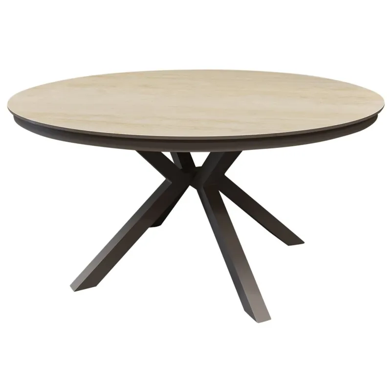 Snelle Levering AVH-Collectie Samantha dining tuintafel 144xH75 cm rond latte keramisch blad
