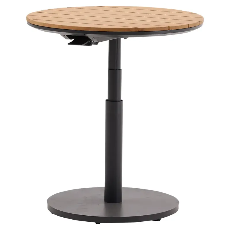 Tijdelijk Beschikbaar AVH-Collectie San Sebastian bijzettafel 59xH45-65 cm rond aluminium antraciet teak blad