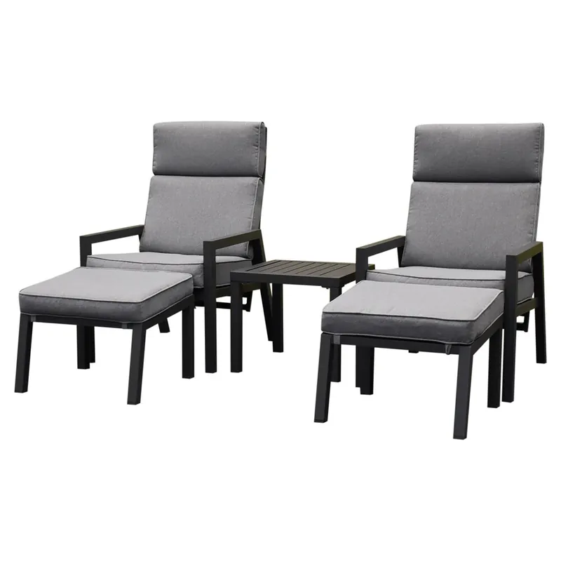 AVH-Collectie Santa Fe lounge balkonset 5 delig verstelbaar aluminium antraciet Uitverkoop