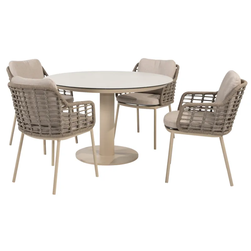 4 Seasons Outdoor Sarah Puglia dining tuinset 120xH75 cm 5 delig keramiek latte Taste 4SO Finale Uitverkoop