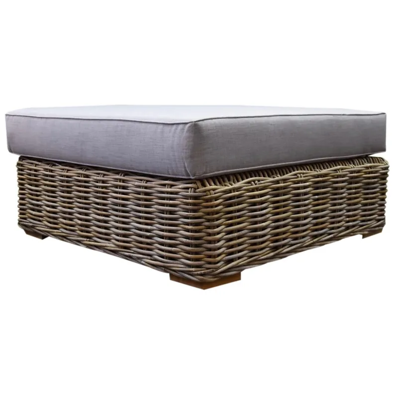 AVH-Collectie Serva voetenbank met kussen naturel rotan - suntech grey Superprijs