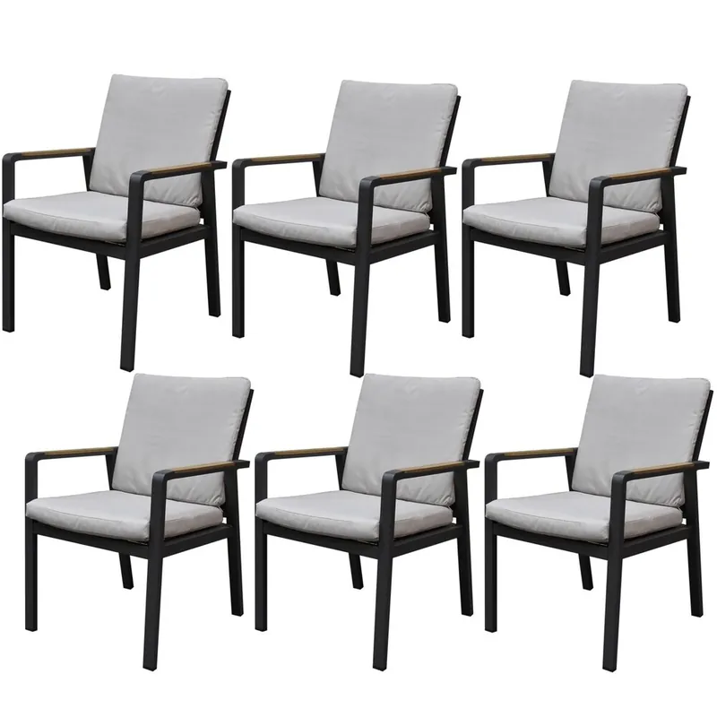AVH-Collectie Set van 6 Lola dining tuinstoelen aluminium antraciet Tijdelijk Beschikbaar
