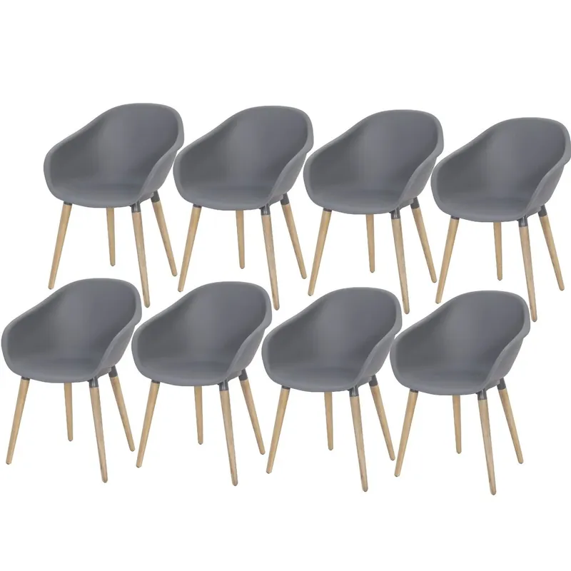 Koopje AVH-Collectie Set van 8 Swan dining kuipstoel grijs kunststof