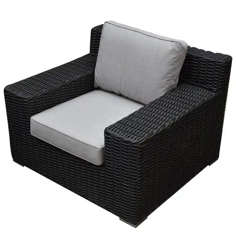 Exclusieve Aanbieding AVH-Collectie Showroommodel 4 x Manjavico lounge tuinstoel zwart wicker