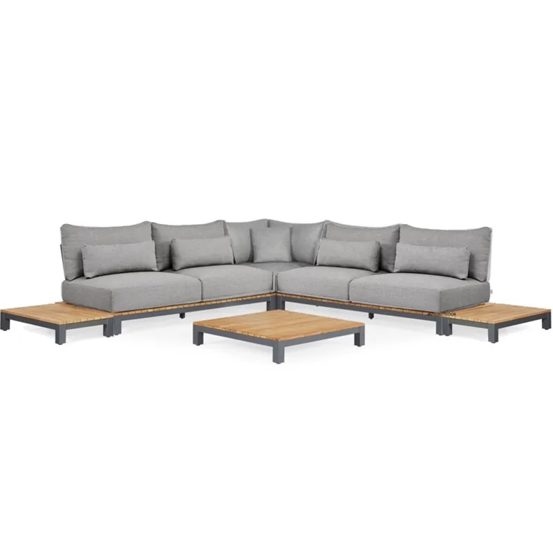 Rechtstreeks Van De Fabrikant SUNS SUNS Evora hoek loungeset 6 delig light anthracite mixed weave / matt royal grey
