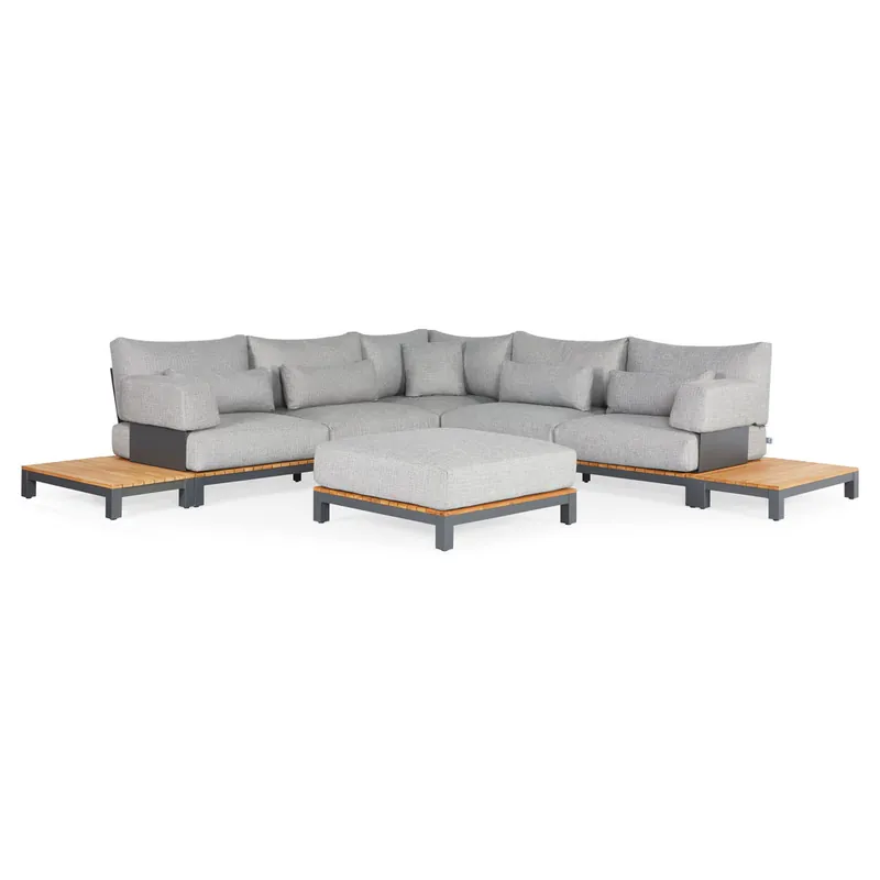 Gratis Retour SUNS SUNS Evora hoek loungeset 9 delig light anthracite mixed weave / matt royal grey