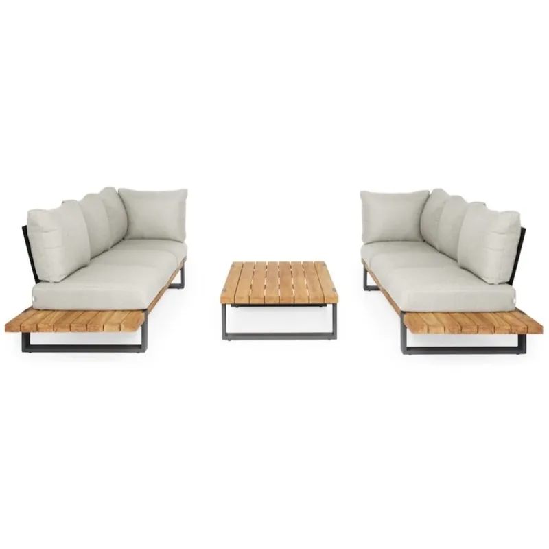 SUNS Nardo sofa loungeset 3 delig soft grey mixed weave / matt royal grey SUNS Exclusieve Aanbieding