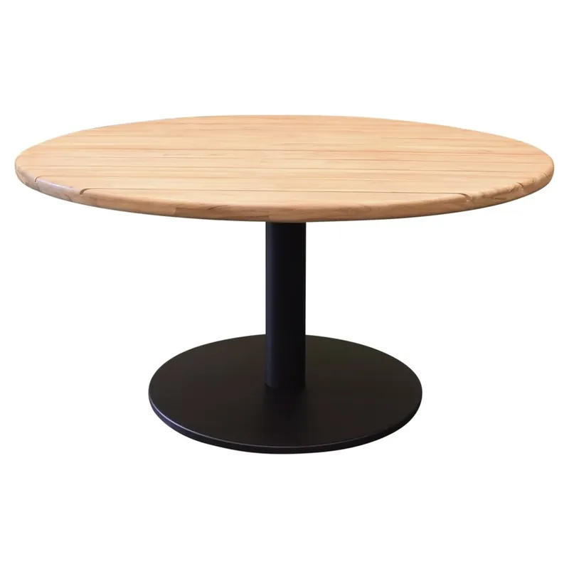 Voordeelprijs AVH-Collectie Torino low dining tuintafel teakblad 140 cm rond H71 cm antraciet