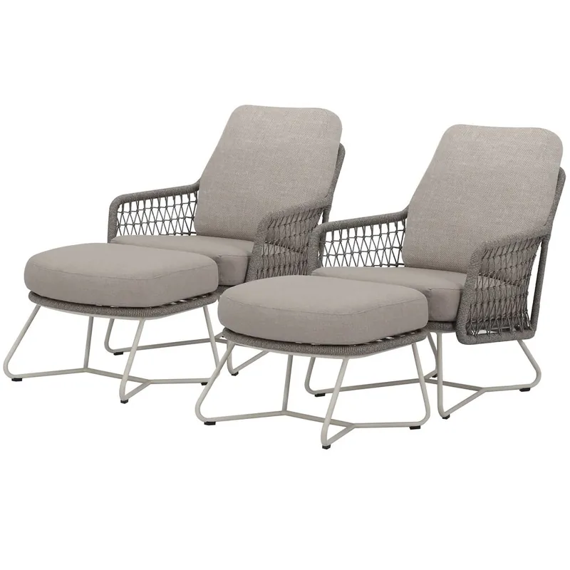 Superprijs AVH-Collectie Trapani lounge balkonset 4 delig naturel zand rope