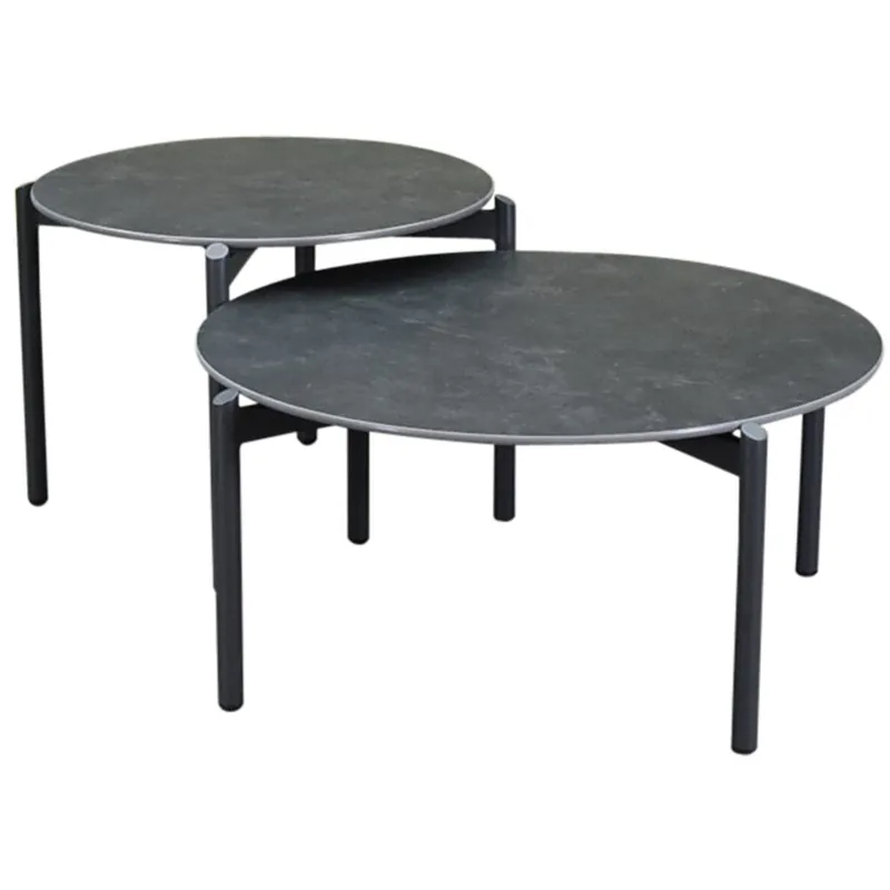 Beperkte Voorraad AVH-Collectie Tucson salontafels 87 cm rond en 67 cm rond keramiek antraciet