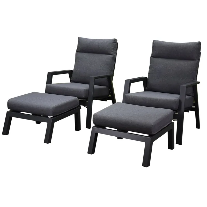 Premium AVH-Collectie Vegas lounge balkonset 4 delig verstelbaar antraciet