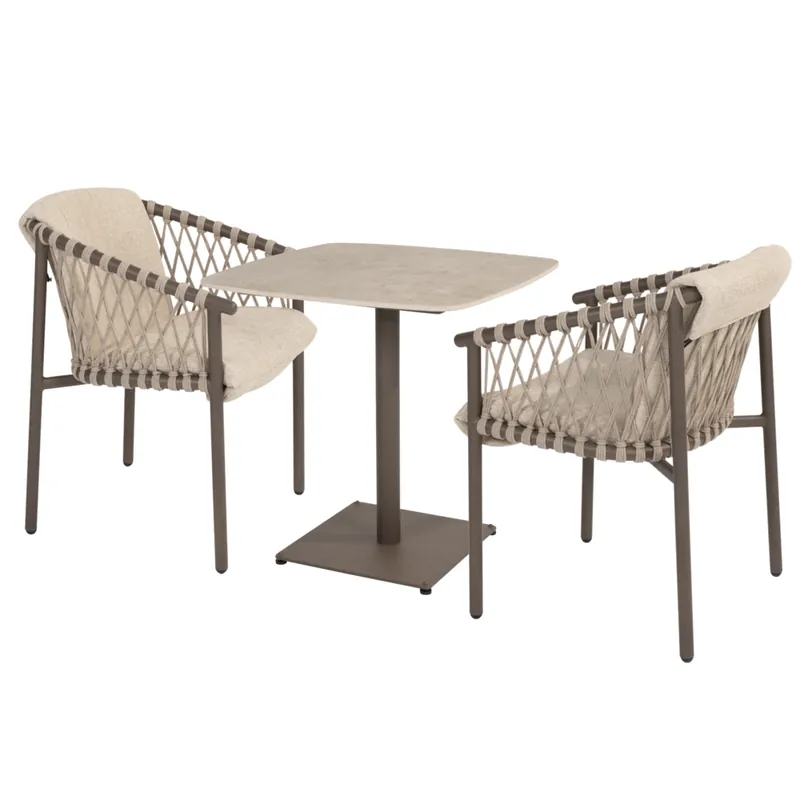 Express Levering 4 Seasons Outdoor Vermont Allora dining set 75x75xH75 cm 3 delig keramisch terre 4 Seasons Outdoor