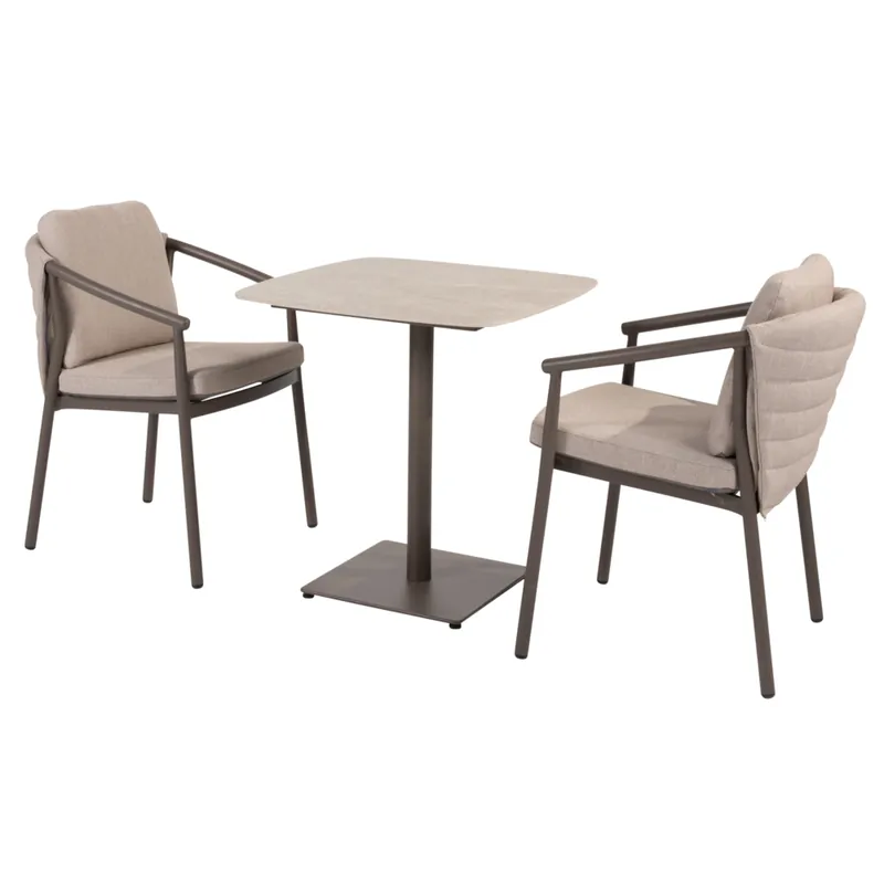 4 Seasons Outdoor Vermont Barolo bistro dining tuinset 75x75xH75 cm 3 delig keramiek terre Taste 4SO Lage Kosten