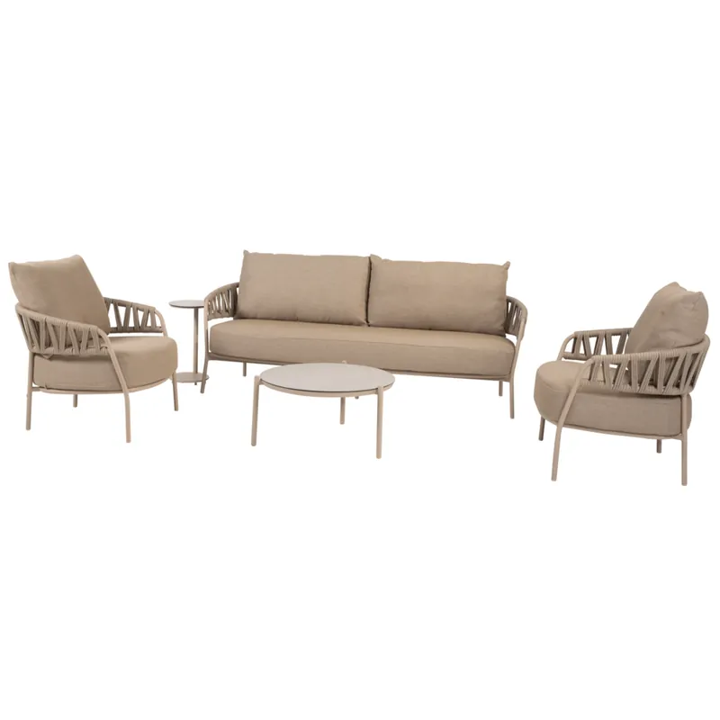 4 Seasons Outdoor Vic Calma stoel bank loungeset 5 delig keramiek latte Taste 4SO Gratis Retour