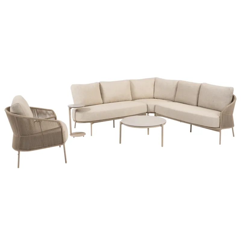 Finale Uitverkoop 4 Seasons Outdoor Vic Florence hoek loungeset 6 delig keramiek latte Taste 4SO