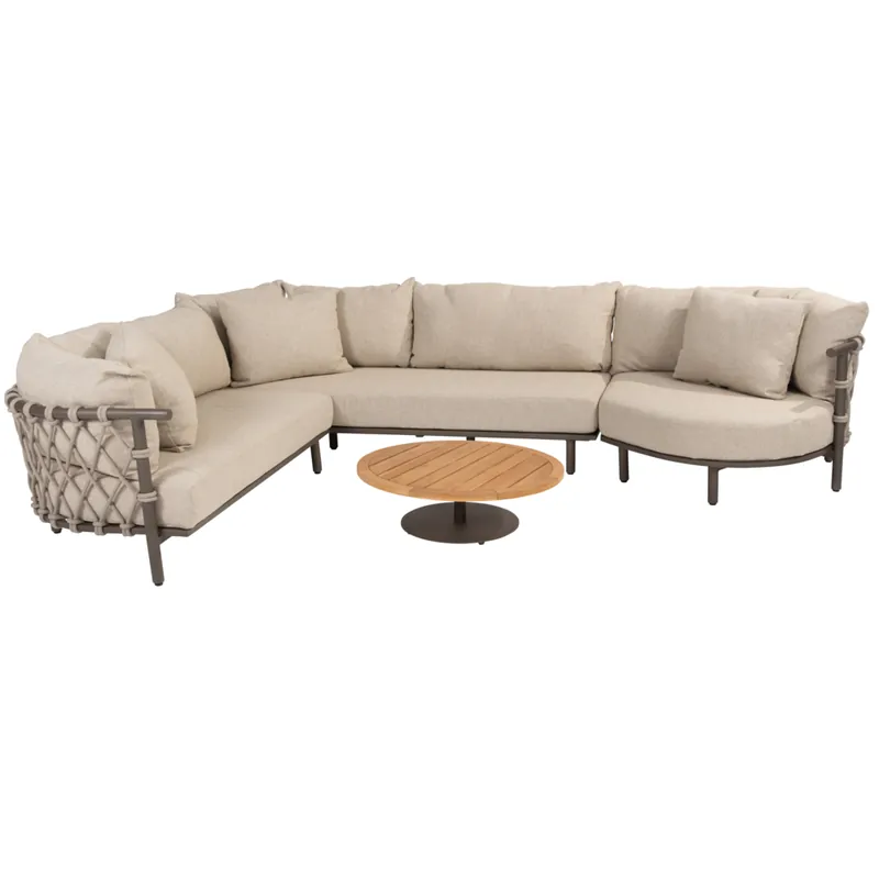 4 Seasons Outdoor Ezra modulaire organische hoek loungeset 4 delig teak terre 4 Seasons Outdoor Korting