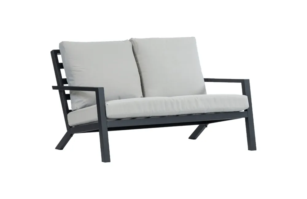 Koop Online 2-zits Loungebank Bezano Matt Black/Off White Aluminium